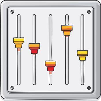Audio Equalizer Interface Controls Illustration with Sliders on Panel for Sound Mixing and Music Production vector