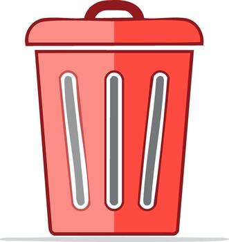 Red Trash Can Garbage Bin Waste Container Icon vector