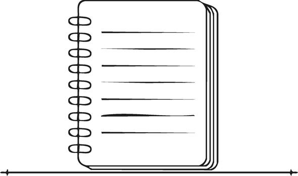 Minimalist notebook illustration representing creativity, notes, diary, and journaling vector