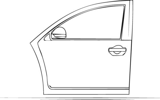 Car Door Isolated Sketch Automobile Panel Exterior With Handle and Mirror Design vector