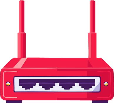 brillante rojo inalámbrico enrutador para Internet conectividad tecnología y redes vector