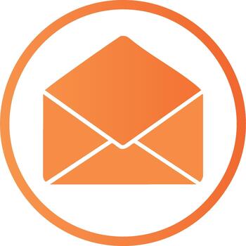 Open Orange Envelope Icon Centered in Circle for Mail or Communications Design vector