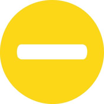 Yellow circle with horizontal bar indicating subtraction simple negative mathematical symbol vector