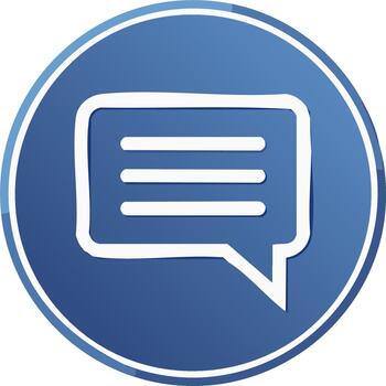 azul charla burbuja icono en redondo botón para mensaje, comentario, comunicación concepto vector