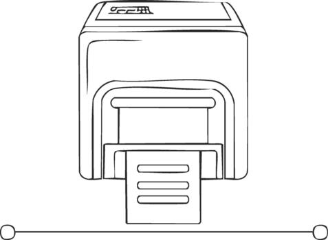 Outline Illustration of Printer Printing Paper Documentation Minimalistic Drawing vector