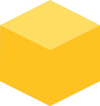 Vibrant Yellow Cube Shape Represents Geometric Form and Three Dimensional Object Design vector