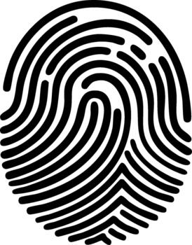 Black Fingerprint Detail for Security Applications. Human Id on Paper. Biometric Identification and Access Control. Digital Imprint vector