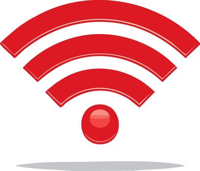 Red WiFi signal icon transmitting data wirelessly internet connection on white background simple wireless symbol technology vector