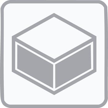 Grey Isometric Cube Outline Isolated on White in Rounded Square vector