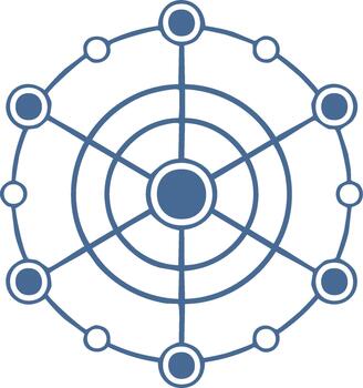 Abstract Circular Network Illustration with Connected Nodes for Digital Technologies or Scientific Concepts vector