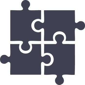 Four Piece Jigsaw Puzzle Illustration Symbolizing Teamwork, Connection and Interlocking Elements vector