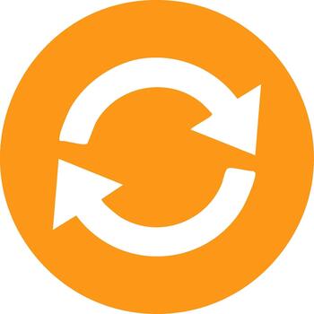 White Cycle Arrows inside Orange Circle - Repetition, Refresh, Update, Reload Icon Symbol vector
