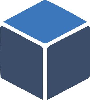 Geometric Cube Isometric blue 3D shape representing structure, building, construction concept vector