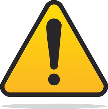 Yellow Triangle Exclamation Point Warning Sign on White Background Simple Attention Symbol Icon vector