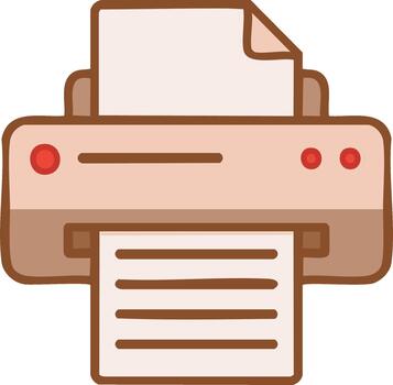 Printer icon with paper sheet and printout stack for printing documents and files vector