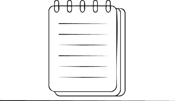 illustration shows simple open notepad with blank lined pages, isolated on white background vector