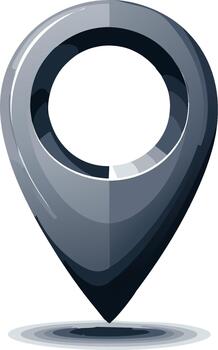 Shiny location marker symbol for map navigation applications in gray and black hues vector