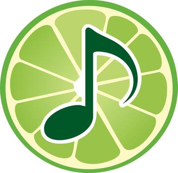 Vibrant Lime Slice with Music Note Refreshing Audio Concept, Green Gradient, Abstract Icon vector