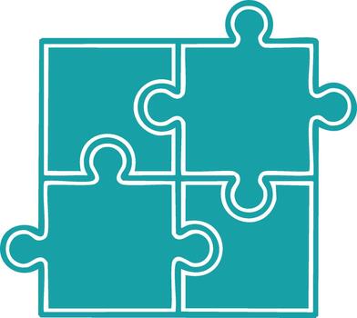 Teal Jigsaw Puzzle Pieces Assembled Forming a Square Strategy, Teamwork and Problem Solving Concept vector