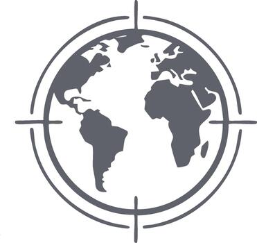 mundo globo en objetivo visión focalización globo mapa gráfico icono elemento diseño vector