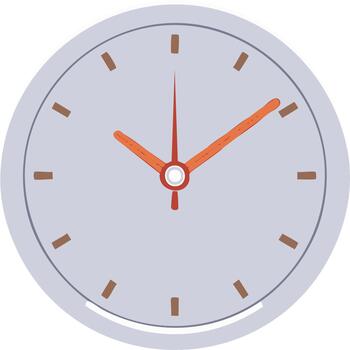 Wall clock indicating the time ten twenty three. Minimalist style. Hour, minute, second hand . Gray watch face in flat design. Circle symbol vector