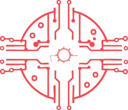 Circuit board pattern with geometric shapes showcasing innovative technology connections vector