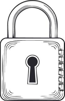 Hand Drawn Padlock Illustration with Keyhole and Combination Lock for Safety and Security vector