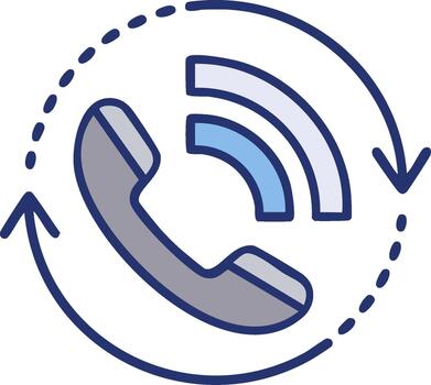 retro teléfono auricular con señal anillos representa comunicación realimentación lazo concepto vector