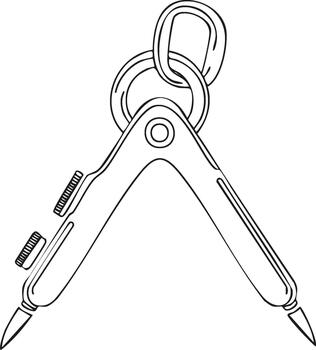 Technical Drawing Tool Line Art Engineering Compass for Drafting, Architecture, and Geometric Measurement vector