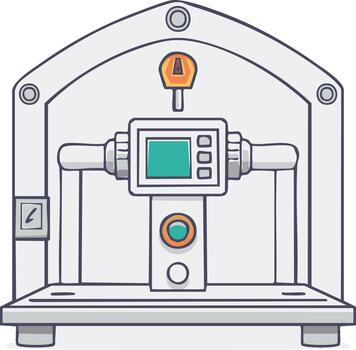 Stylized Illustration of a Testing Machine with Digital Display and Adjustment Knobs for Scientific Experimentation vector