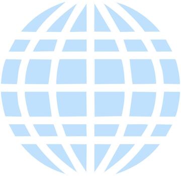 Globe Icon in Pale Blue Showing Meridians and Parallels Displaying a Webbed Earth vector