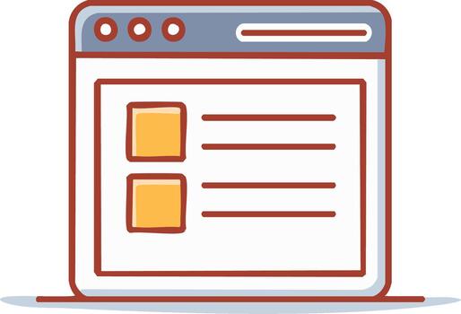 minimalista navegador ventana exhibiendo contenido con rectangular formas y línea elementos diseño diseño vector