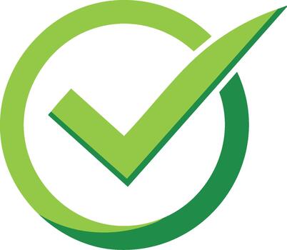 Green Check Mark Within Circle Shape Graphic Symbol for Approval Verification vector