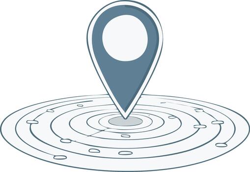 Map Pinpoint on Target with Concentric Circles for Navigation App or Web Design vector