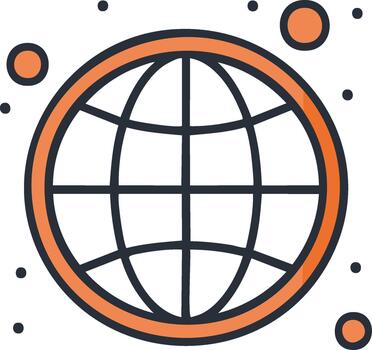 Vibrant Globe Icon Illustration Symbolizing Global Connectivity and Networking in Minimalist Design, Featuring Abstract World Representation vector