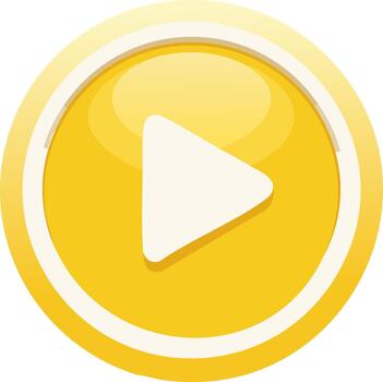 brillante amarillo jugar botón icono para multimedia interfaz solicitud vector