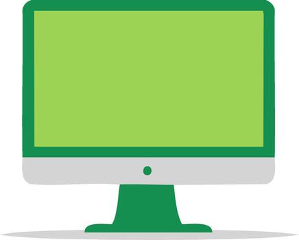 Green Computer Monitor with Blank Screen Display for Mockup Purposes Flat Illustration vector