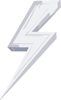 estilizado 3d hacer de un afilado, blanco, angular relámpago tornillo icono en contra un llanura brillante antecedentes vector