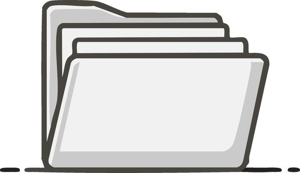 Folder icon with documents inside open folder illustration for data storage, file management, organizing files vector