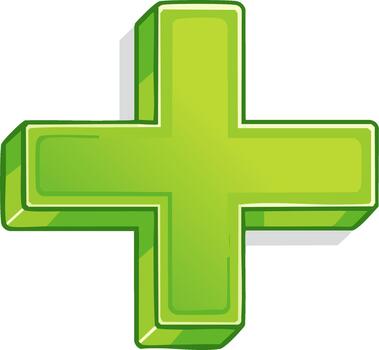 Green Plus Sign Symbol Addition Positive Mathematics Icon Add Shape vector