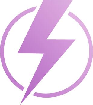 Lightning bolt graphic inside a circle with a purple to violet gradient over a white background for energy concept vector
