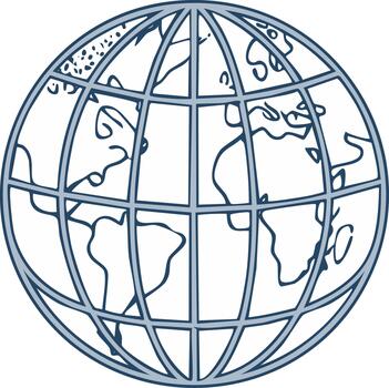 Simple Outline of Earth's Continents with Latitude and Longitude Lines vector