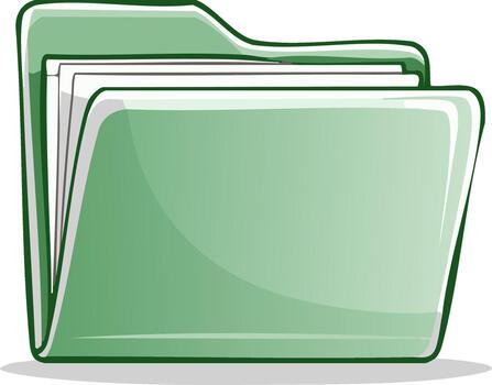 Green file folder with documents icon for organization and data storage vector