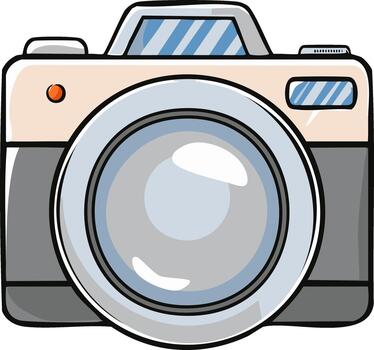 Illustration of Camera with Lens and Button, Suitable for Photographers and Content Creators vector