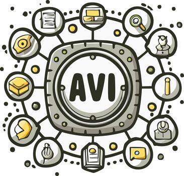 industrial red estructura presentando documentos y datos íconos con máquina aprendizaje vector