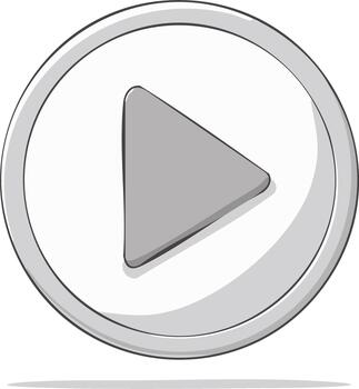 Simple Gray Play Button Icon With Subtle Shadow Effect vector