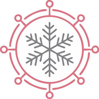 Abstract snowflake emblem with connected points in a circle concept art vector