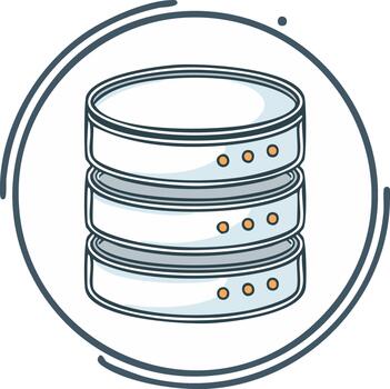 Stylized Data Storage Stack Encased in Decorative Circle for Tech Concepts vector