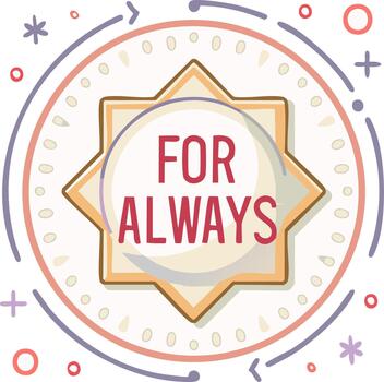 para siempre mensaje en decorativo estrella marco con caprichoso mano dibujado elementos vector