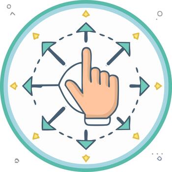 Hand Cursor Icon with Arrows Pointing in All Directions for App Design vector